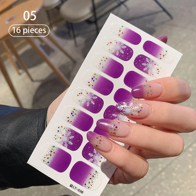 Full Cover Nail Stickers Fashion Nail Polish Nail Decoration Sparkling Glitter Self Adhesive Manicure Designer Nail Art Sticker