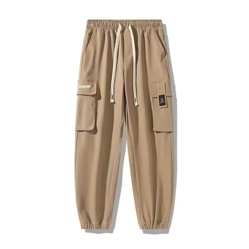 Men's Cargo Pants Casual Hip Hop Hit Color Multiple Pockets Trousers Streetwear Ribbons Techwear Sweatpants