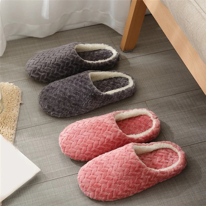 Women Indoor Slippers Plush Warmer Home Female Slipper Autumn Winter House Flat Floor Shoes Home Soft Slient Slides For Bedroom