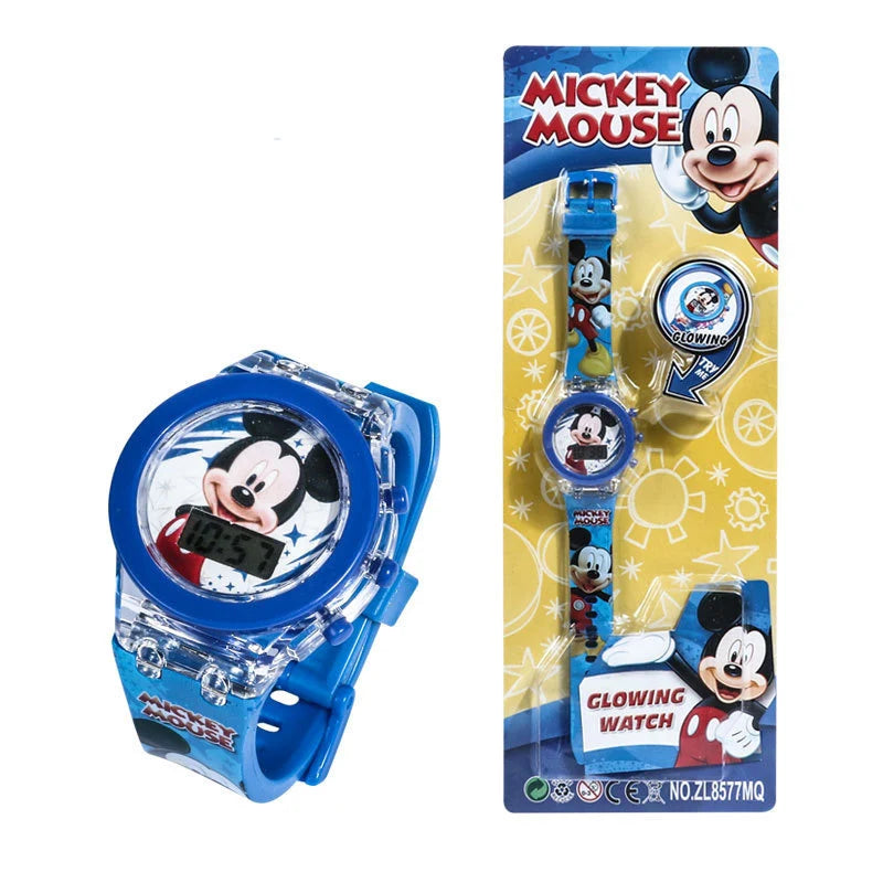 Flash Light Spiderman Kids Watches For Boys Cartoon shark Mickey Children Watch Girls Student Clock Gifts free shipping