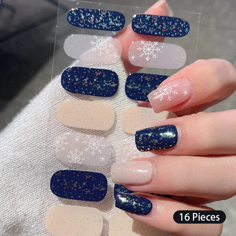 Full Cover Nail Stickers Fashion Nail Polish Nail Decoration Sparkling Glitter Self Adhesive Manicure Designer Nail Art Sticker