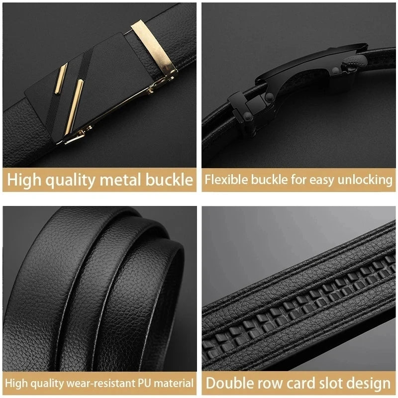 Fashion Business Men'S Belt Genuine Luxury Brand Belt Metal Buckle Belt High-Quality PU Leather Soft Belt With Cargo Pants Jeans