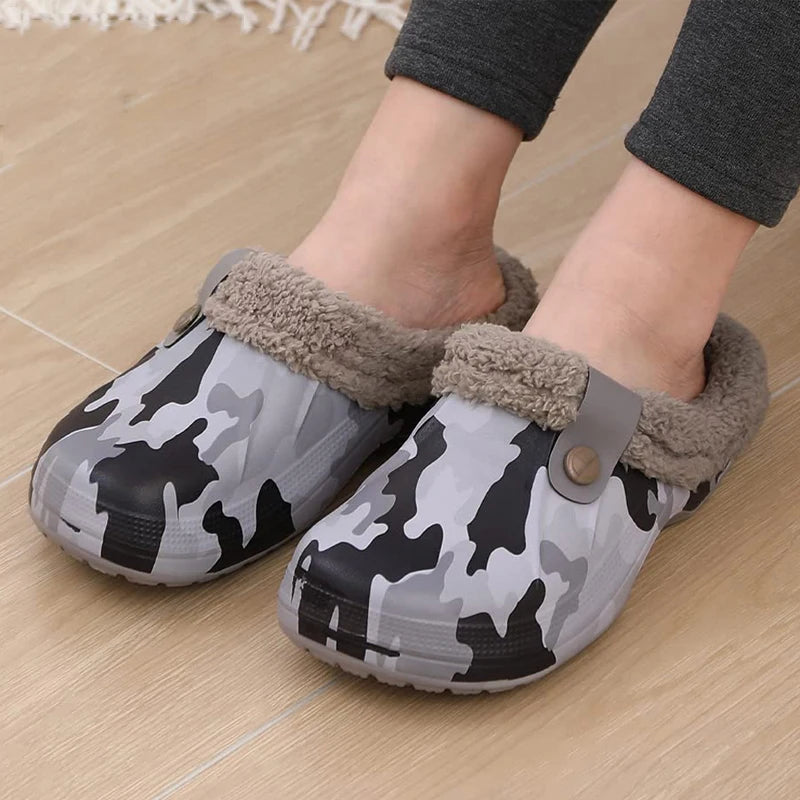 Pallene Fur Lined Clogs Women Men Waterproof Graden Shoes Winter Fuzzy Slippers Plush Bedroom Shoes Outdoor Fashion Fur Clogs