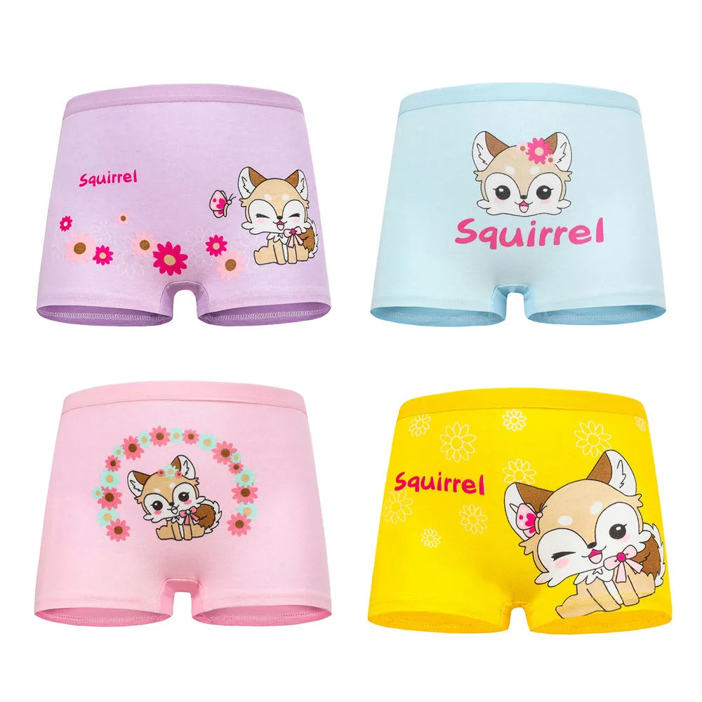 4 Pieces/lot Design Children's Girls Panties Cotton Soft Pretty Cartoon Unicorn Child Underwear for Girls Kids Boxer Breathable