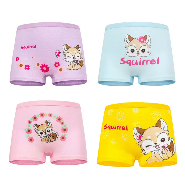 4 Pieces/lot Design Children's Girls Panties Cotton Soft Pretty Cartoon Unicorn Child Underwear for Girls Kids Boxer Breathable