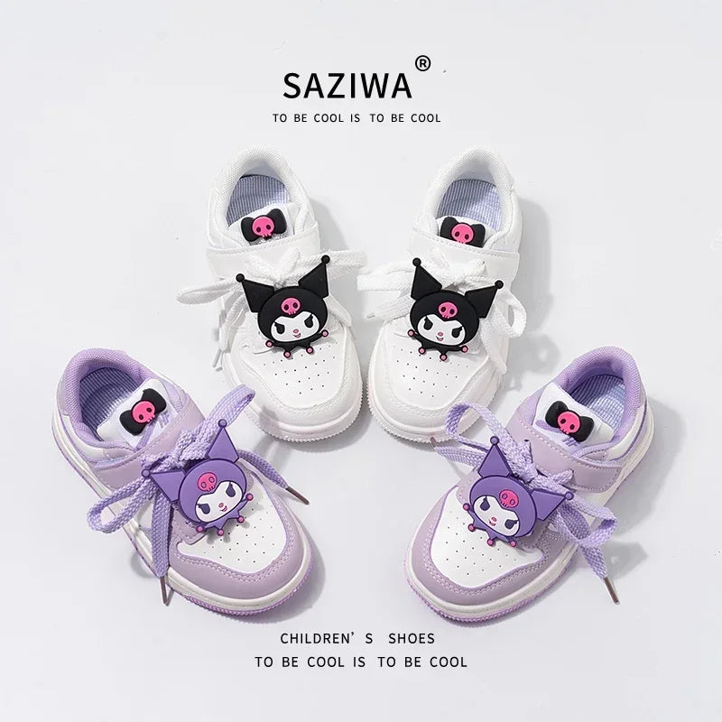 Sanrio Kuromi Children's Casual Shoes Girls Cute Cartoon Comfortable Board Shoes Breathable Non Slip Running Shoes Sneakers