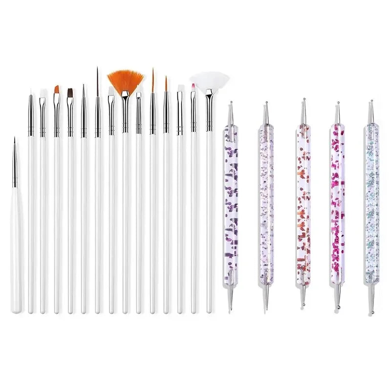 5/20Pcs Nail Art Brush Design Tip Painting Drawing Carving Dotting Pen Professional Nail Brushes Set Nail Art Manicure Tools