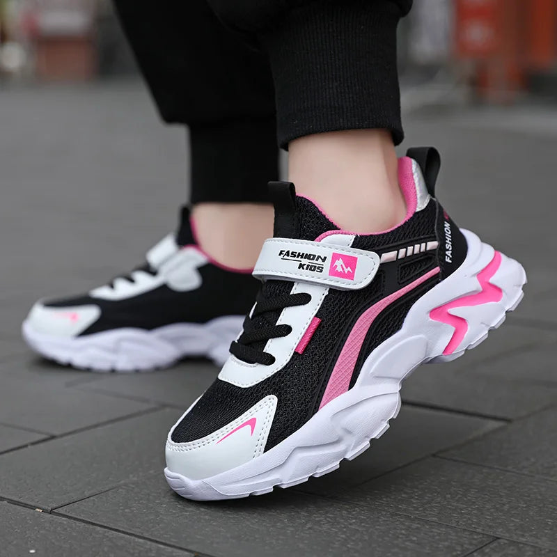 Kids Casual Pink Girls Shoe Outdoor Comfortable Running Shoes Sneakers Breathable Student's Children Boys Sport Walking Footwear