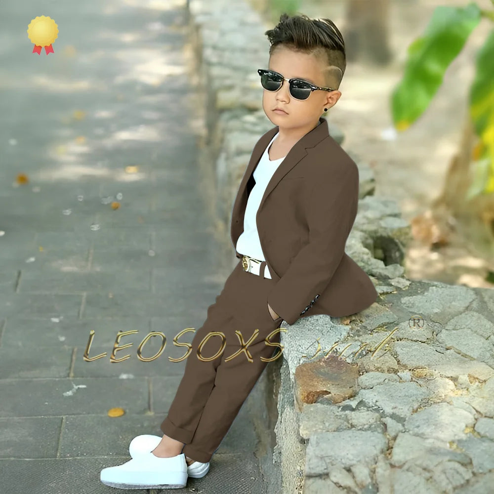 Kids suit 2-piece set (blazer + trousers) suitable for events, celebrations, parties, vacations, customized boys' suits