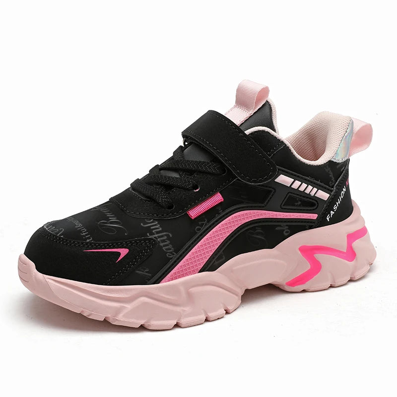 Girls Sport Shoes Comfortable Leather Kids Running School Casual Shoes  Non-slip Outdoor Children Walking Sneaker Tennis