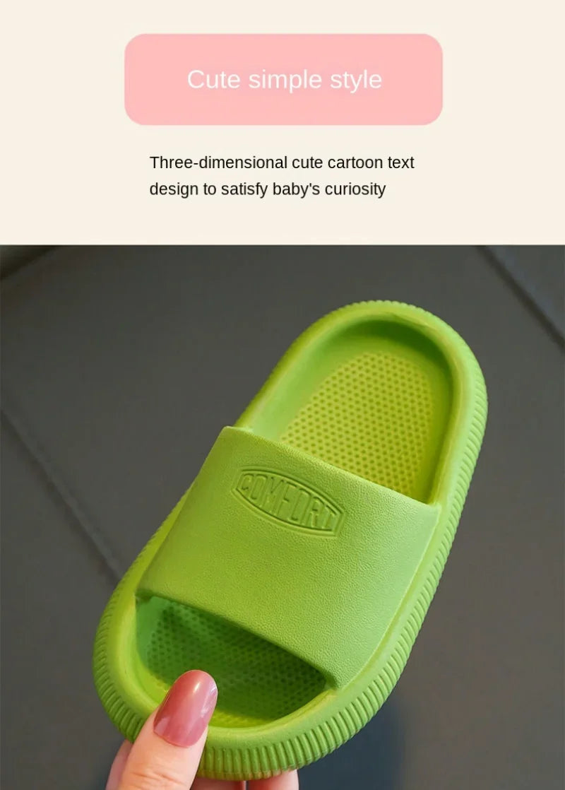 Summer Children Casual Slippers Solid Color Breathable Non-Slip Home Bathroom Beach Kids Soft Slippers Boys Girls Indoor Shoes