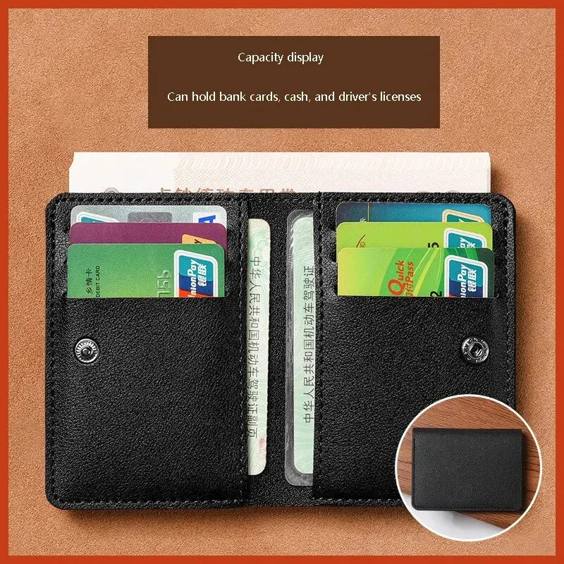 2024 New Mens & Women's Wallet Simplified Folding Button Small Wallet Driver's License Card Bag Male Student Soft Leather Wallet