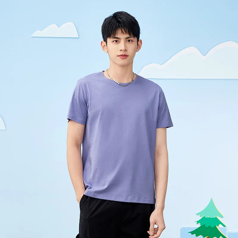 Semir Summer Cotton T Shirts Men 2024 Simple O Neck Stretch Solid New Tops Clothing Casual Tshirt Man Streetwear Cool Tee Shirts