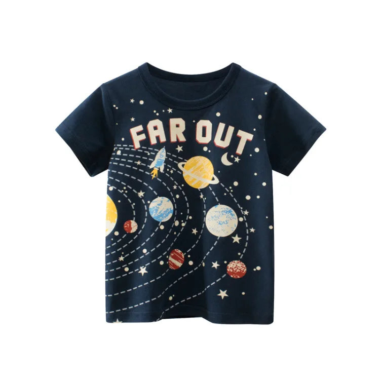 Children Short Sleeve T-shirts Korean Version Kids Clothing Boy Baby Cotton Tees 2-9 Years Summer Cartoon Tops