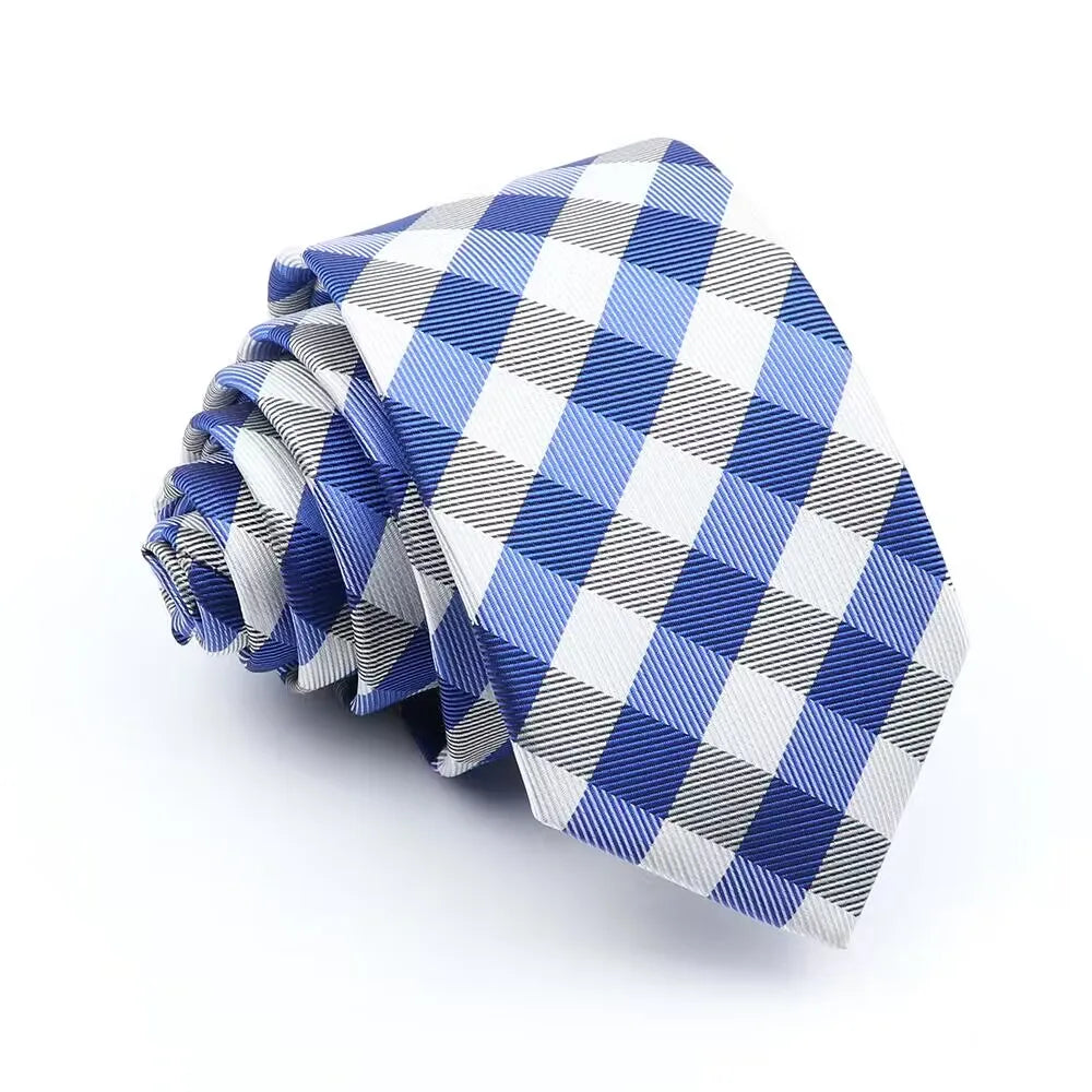 New Jacquard Plaid 6cm Neck Tie For Men Classic Check Ties Polyester Mens Necktie For Wedding Business Suit Neckwear Accessories