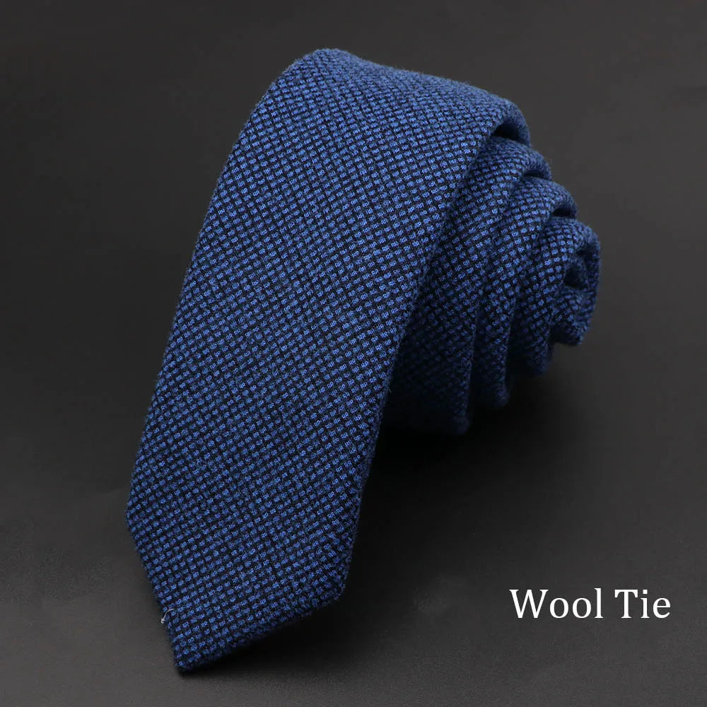 Original High Quality Solid Cotton Handmade Wool Ties Men Necktie Striped Narrow Collar Slim Cashmere Casual Tie Accessories