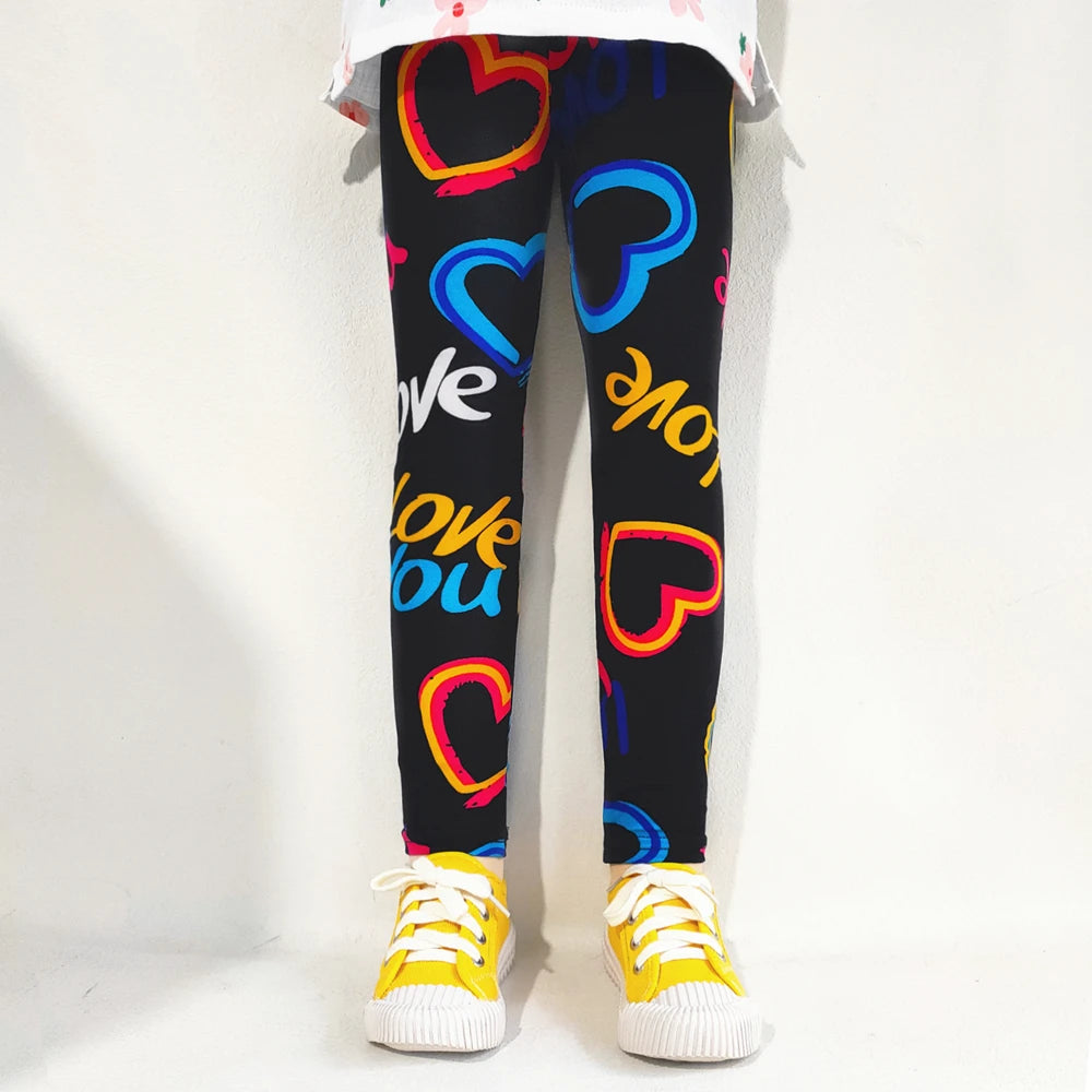 Girls Leggings Summer Kids Print Pants Babys Girls Skinny Leggings Children Girl Slim Elasticity Trousers Pencil Pants 2-13 YEAR