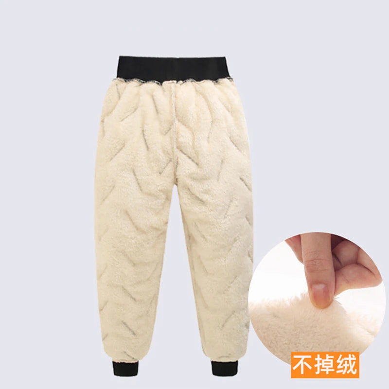 Children's Cotton Pants Winter Boys Thickened Trousers Teen Boys Cotton Lamb Wool Warm Cotton Pants Boys' Plush Casual Pants