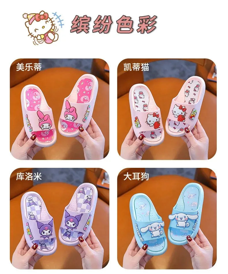 Sanrio Authorization Kuromi Children's Slides Summer Girls Indoor Non-slip Melody Baby Home Boys' Slippers Cute Outdoor Sandals