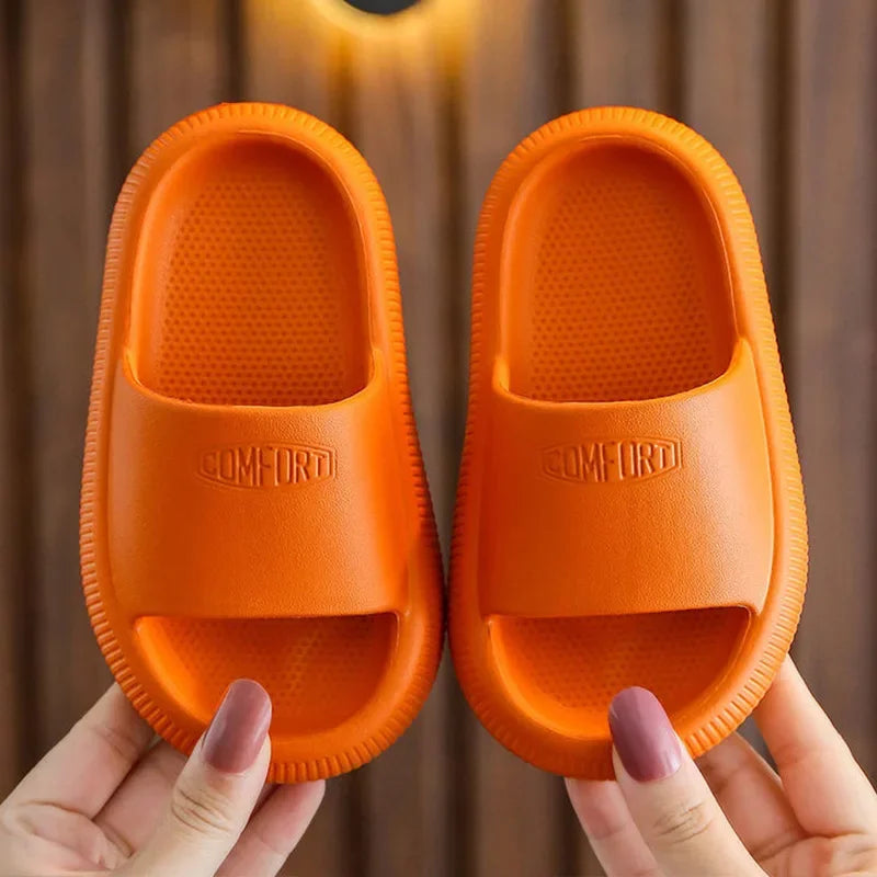 Summer Children Casual Slippers Solid Color Breathable Non-Slip Home Bathroom Beach Kids Soft Slippers Boys Girls Indoor Shoes