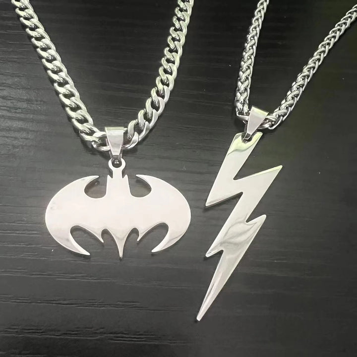 HNSP Bat Flash Stainless Steel Pendant Chain Necklace For Men Jewelry Boy Anime Accessories Gift