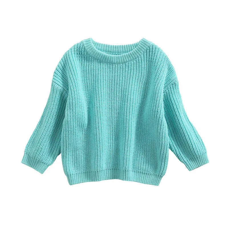 Suefunskry Newborn Baby Girl Boy Knitted Long Sleeve Autumn Winter Sweater Solid Loose Pullover Casual Tops Kids Clothes 3M-5Y