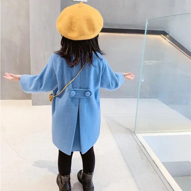 Winter Girl's Long Fashion Plus Cotton Coat 2024 Baby Girl Korean Style Thickened Double-breasted Coat Children Warm Jacket