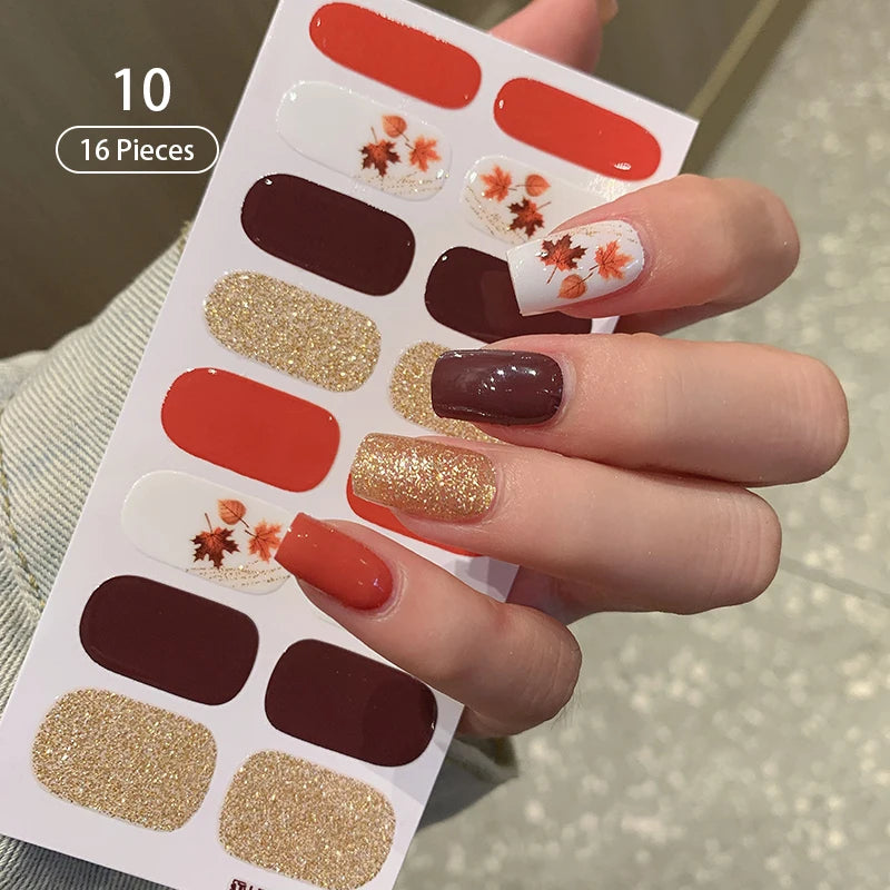 Full Cover Nail Stickers Fashion Nail Polish Nail Decoration Sparkling Glitter Self Adhesive Manicure Designer Nail Art Sticker