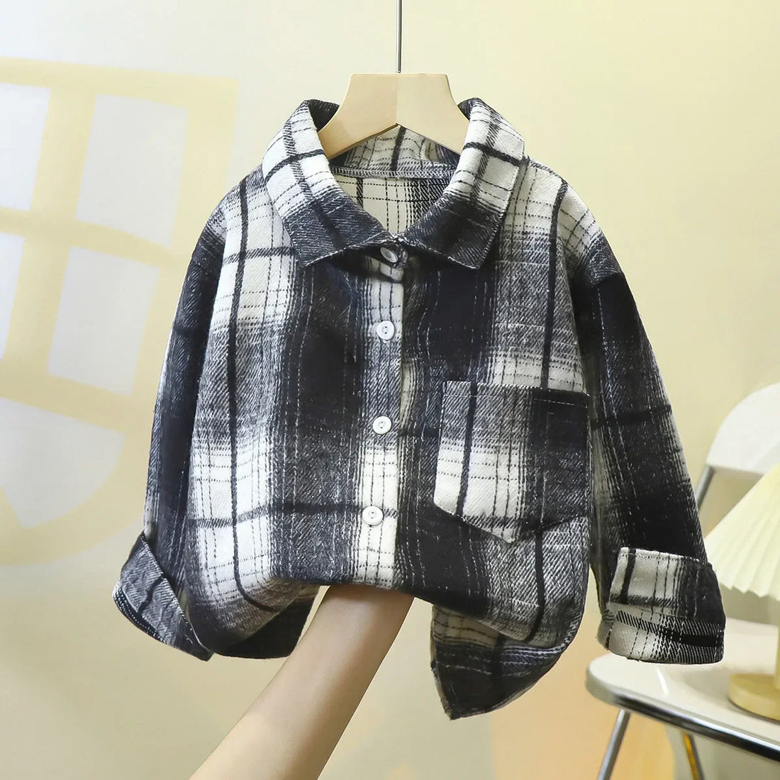 Boys Classic Plaid Striped Shirts Coat New 2024 Spring Autumn Vintage Kids Baby Long Sleeve Lapel Casual Shirt Tops Clothing