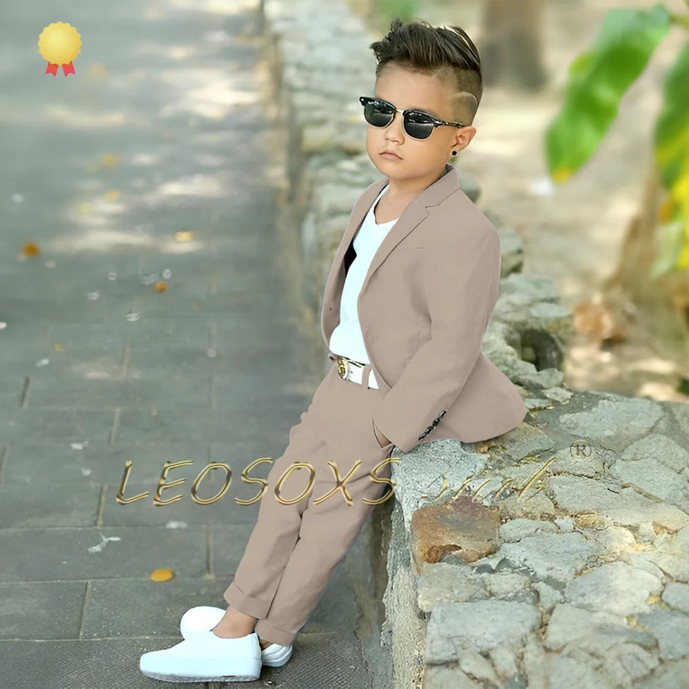 Kids suit 2-piece set (blazer + trousers) suitable for events, celebrations, parties, vacations, customized boys' suits