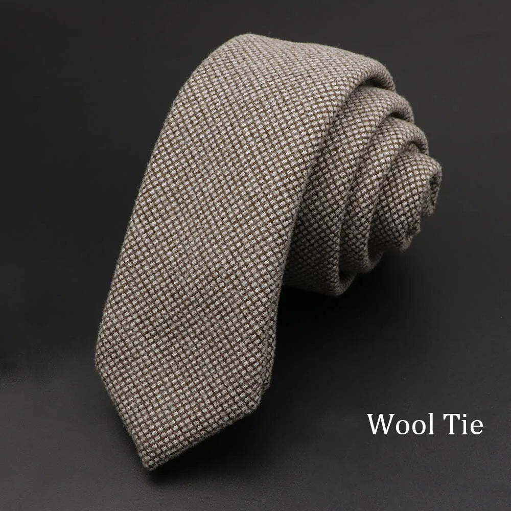 Original High Quality Solid Cotton Handmade Wool Ties Men Necktie Striped Narrow Collar Slim Cashmere Casual Tie Accessories