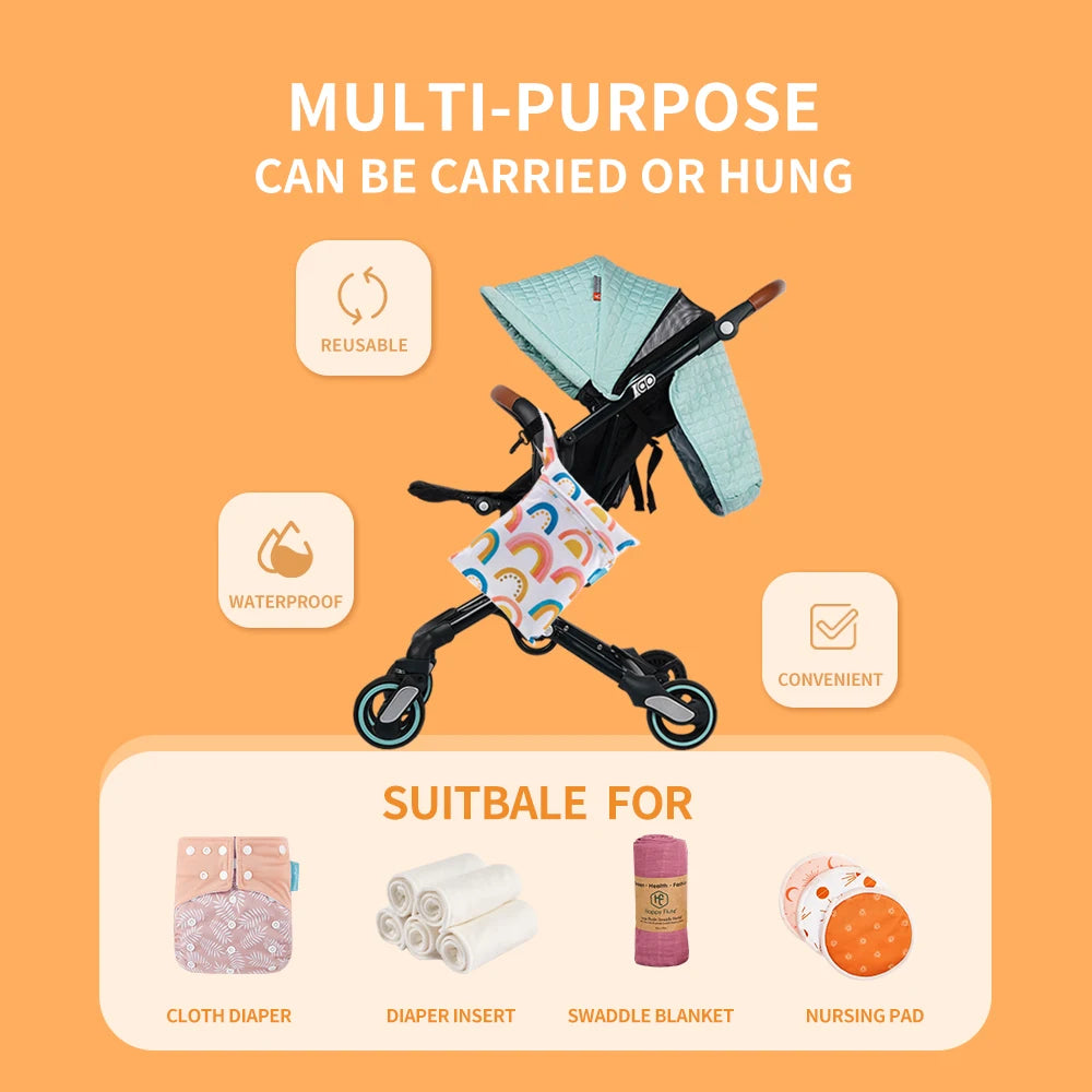 Happyflute 18*25CM Waterproof Mini Wet Diaper Bag Reusable And Portable Single Pocket  Dry Bag For Diapers