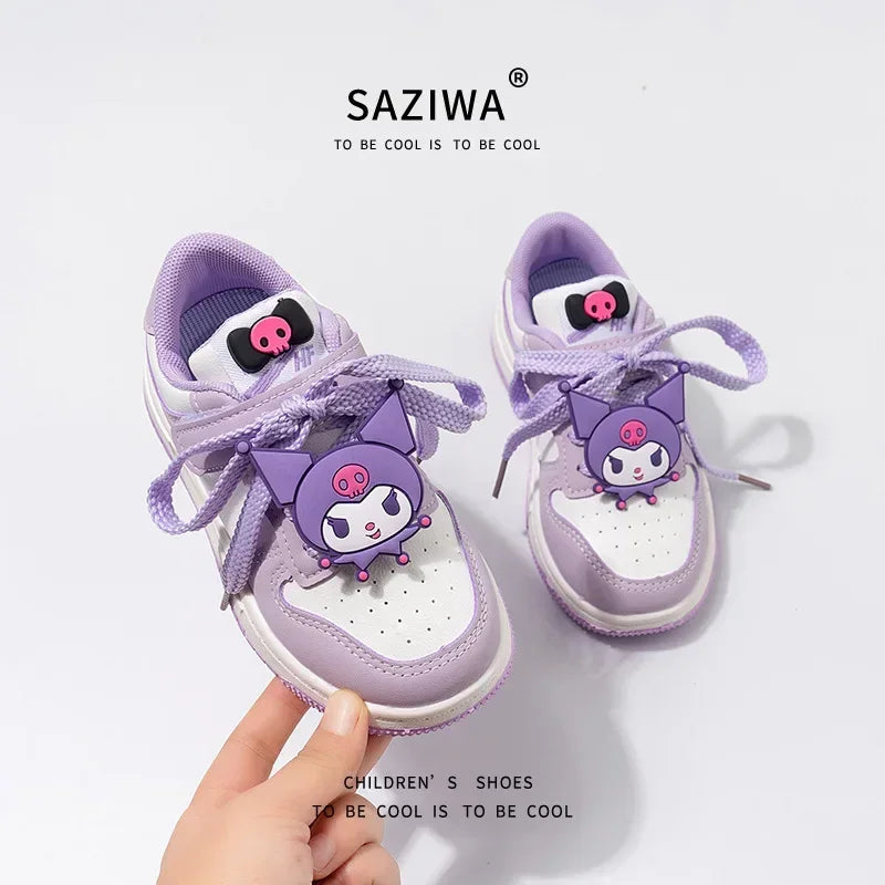 Sanrio Kuromi Children's Casual Shoes Girls Cute Cartoon Comfortable Board Shoes Breathable Non Slip Running Shoes Sneakers