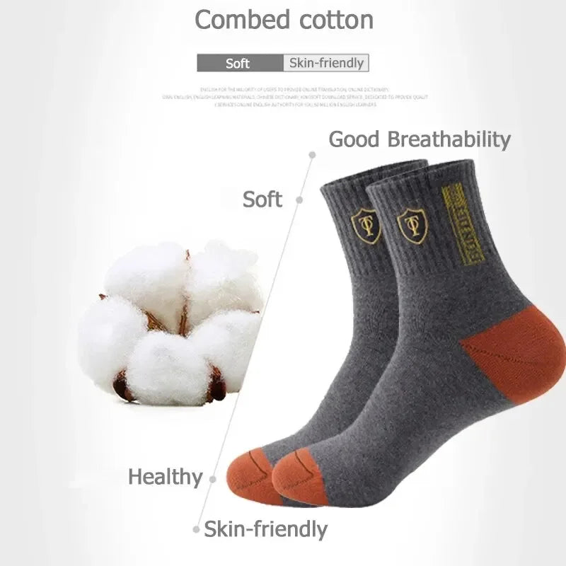 Hot sale Men's Sports Socks 5 Pairs Summer Casual Sweat Absorbent Comfortable Thin Breathable Middle Tube Basketball Socks