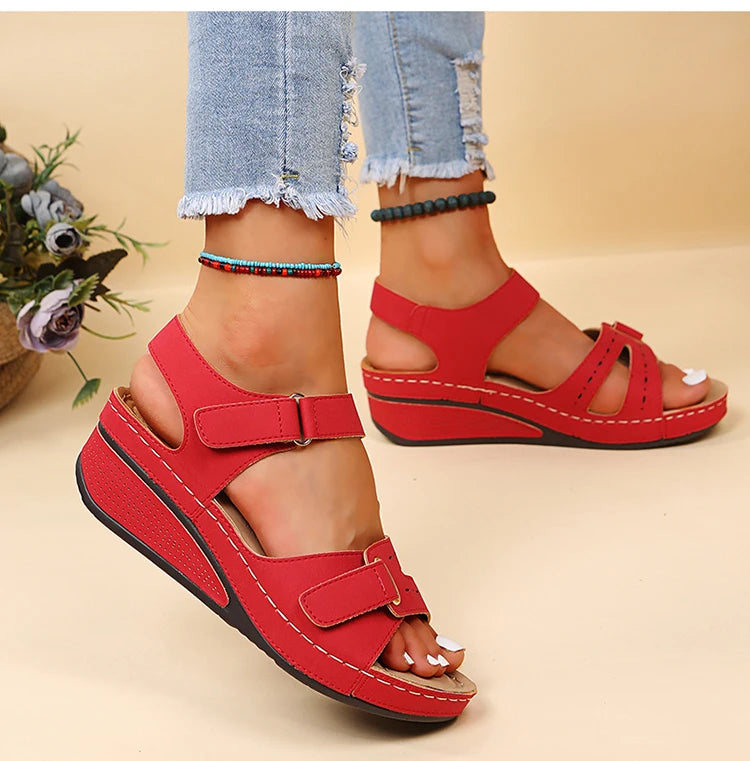 New Open Toe Fashion Women's Sandals Summer 2023 Soft Sexy Womens Sandals Wedge Buckle Women's Orthopedic Sandal Footwear Female