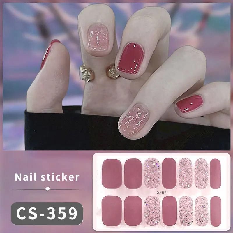 Full Cover Nail Stickers Fashion Nail Polish Nail Decoration Sparkling Glitter Self Adhesive Manicure Designer Nail Art Sticker