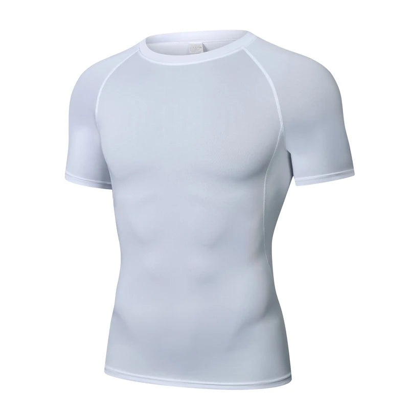 Sports T-shirt men's quick drying short sleeved sports T-shirt top gym fitness tight fitting shirt training running T-shirt men'