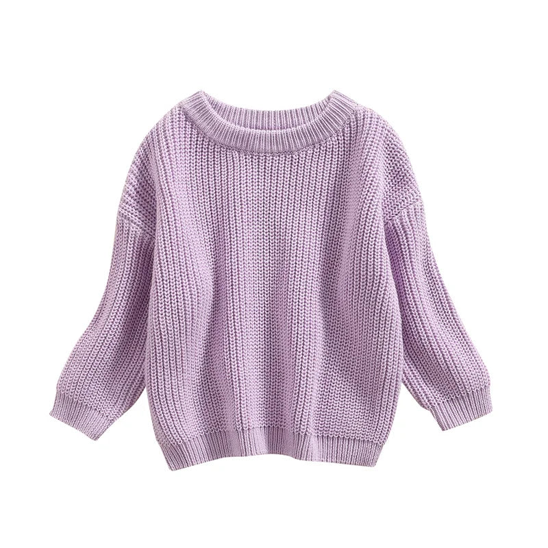 Suefunskry Newborn Baby Girl Boy Knitted Long Sleeve Autumn Winter Sweater Solid Loose Pullover Casual Tops Kids Clothes 3M-5Y