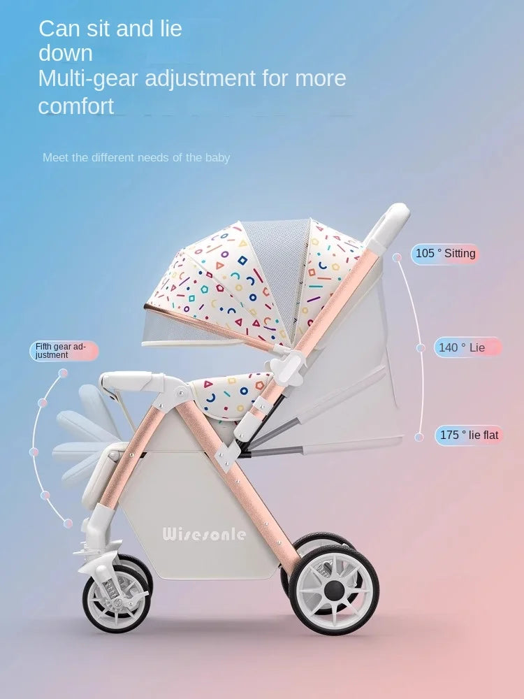 0-6 Years Old Baby Strollers can Sit and Lie Down High Landscape Lightweight Folding Two-way Stroller Children Stroller