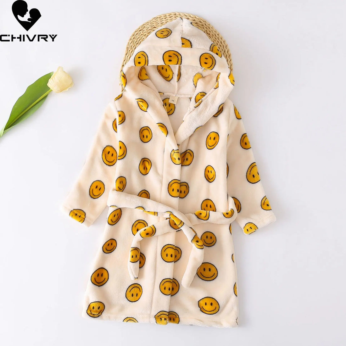 New Autumn Winter Kids Hooded Soft Flannel Bathrobe Baby Bath Robes Boys Girls Cute Cartoon Bear Pajamas Long Sleeve Towel Robe