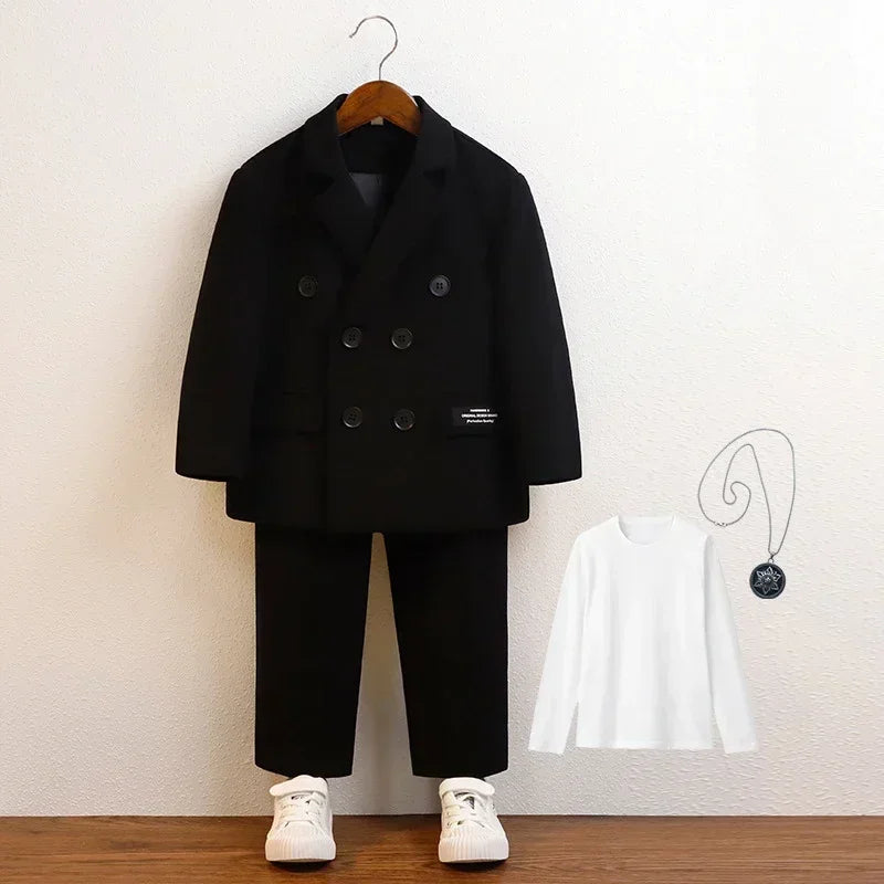 Suit for Boys Fall Casual Children School Uniform Outfits Handsome Kids Host Performance Costume 8 10 Y Boy Birthday Blazers Set