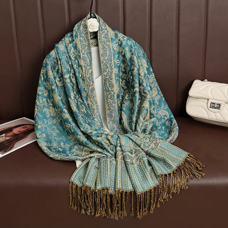 Tassel Blanket Design Thick Pashmina New Winter Warm Shawl Wrap Cashmere Scarf Women Neckerchief Poncho Stoles 2025