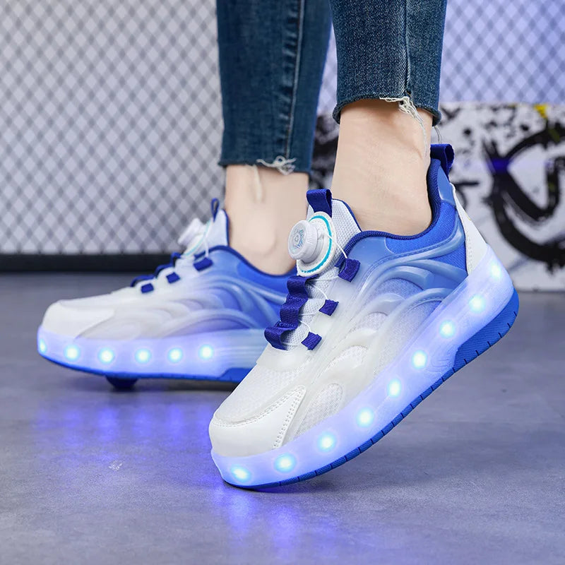 Two Wheels Children's Led Light Roller Skate Shoes For Kids Boys Girls Glowing Sports Luminous Sneakers Skateboard USB Charging