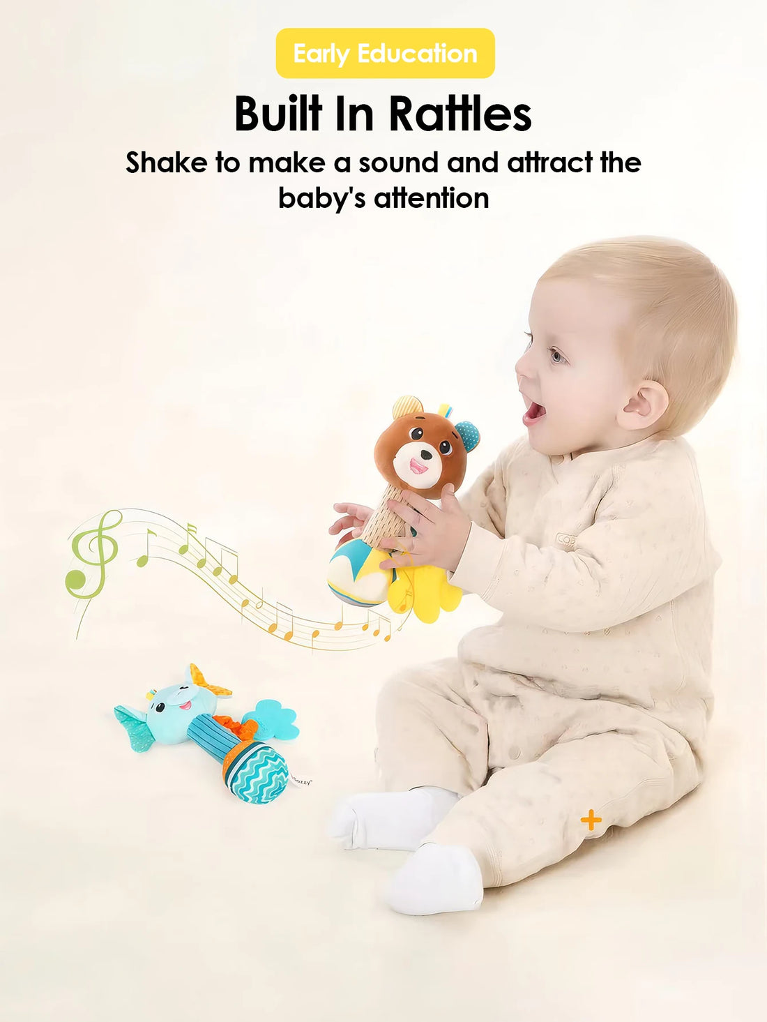 1pcs Baby Dental Gum Hand Grip Plush Doll Can Bite Practice Grasping Parent Baby Interactive Puzzle Rattle Soothing Toy