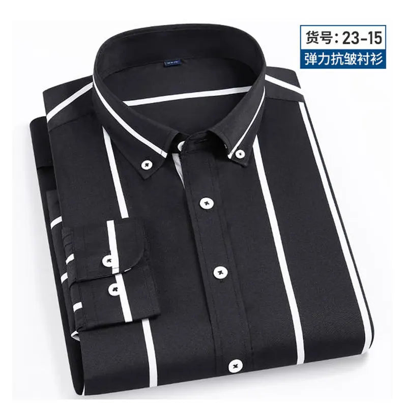 New men's shirt long sleeve spring and summer thin business casual wear fashion breathable slim print high quality plaid