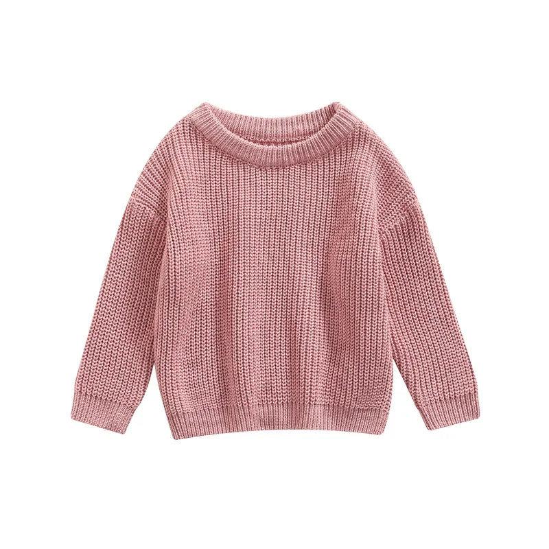 Suefunskry Newborn Baby Girl Boy Knitted Long Sleeve Autumn Winter Sweater Solid Loose Pullover Casual Tops Kids Clothes 3M-5Y