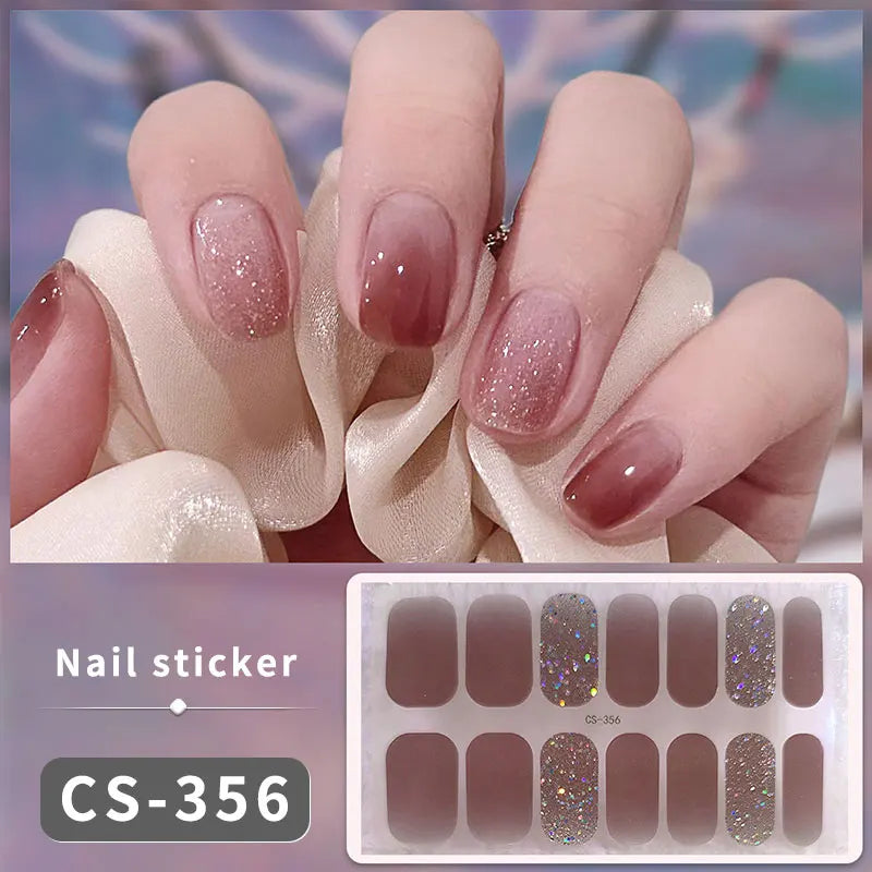 Full Cover Nail Stickers Fashion Nail Polish Nail Decoration Sparkling Glitter Self Adhesive Manicure Designer Nail Art Sticker