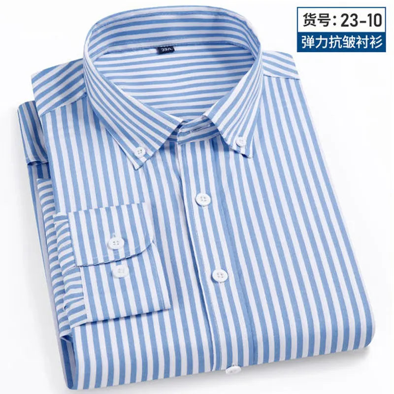 New men's shirt long sleeve spring and summer thin business casual wear fashion breathable slim print high quality plaid