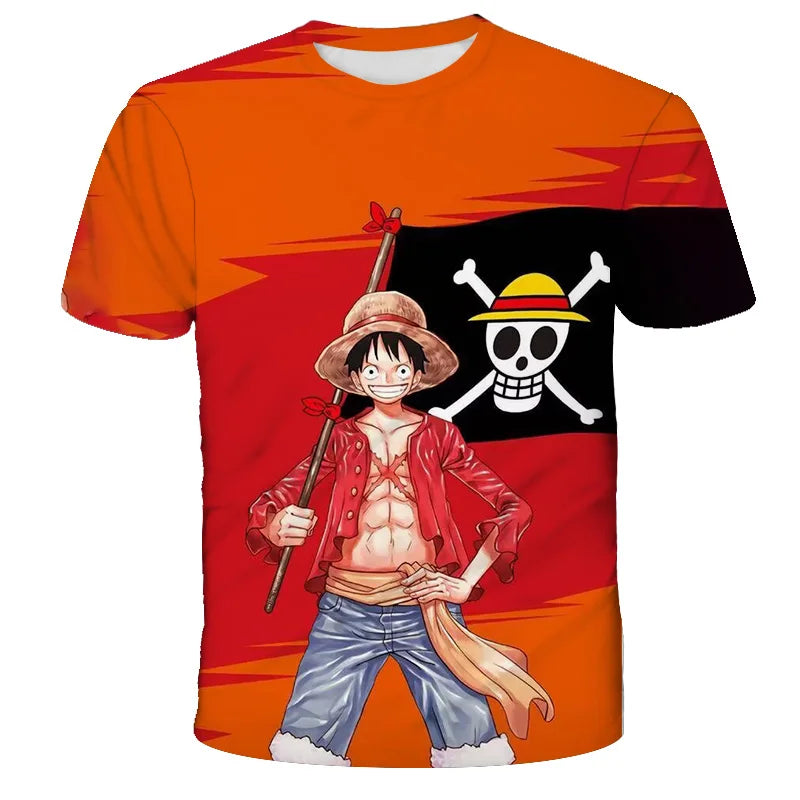 Japanese anime One Piece cartoon children's adult 3D printed top T-shirt One Piece boy cartoon cute top T-shirt