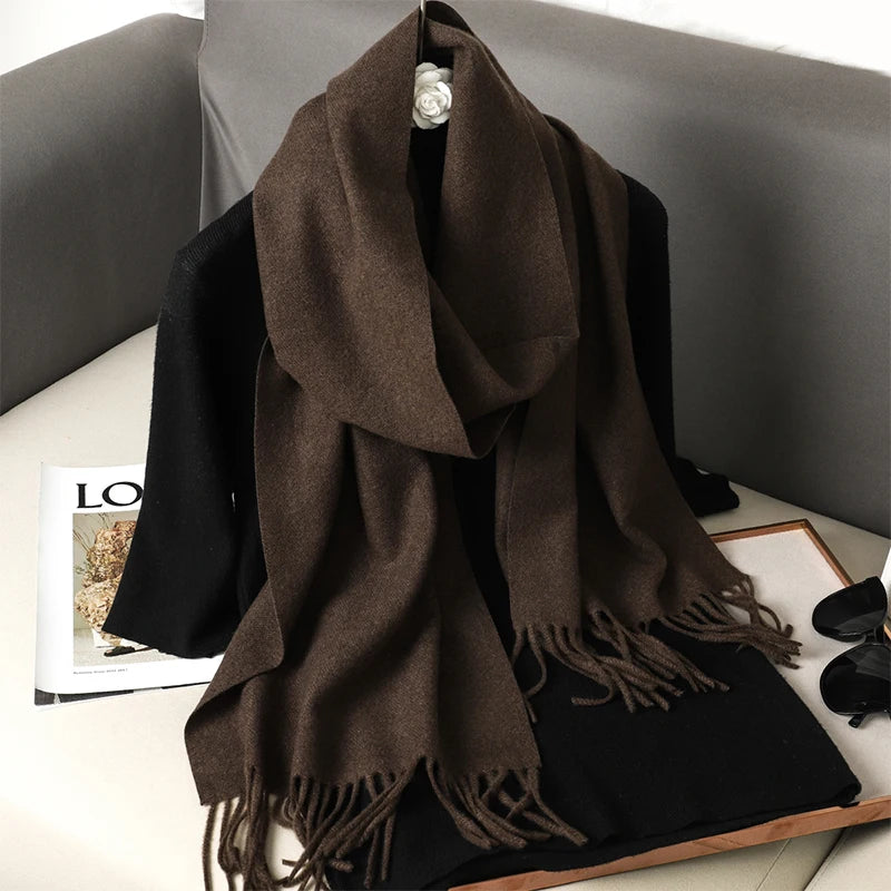 New 62 Color Winter Scarf For Women Long Warm Cashmere Scarves Hijab Solid Lady Shawl Wrap Female Pashmina Bandana Head Scarfs